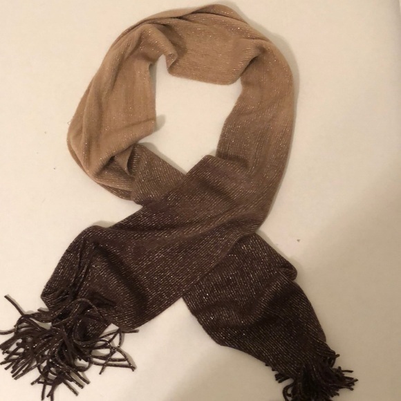Brown knitted, gold brown tan scarf - Picture 1 of 3